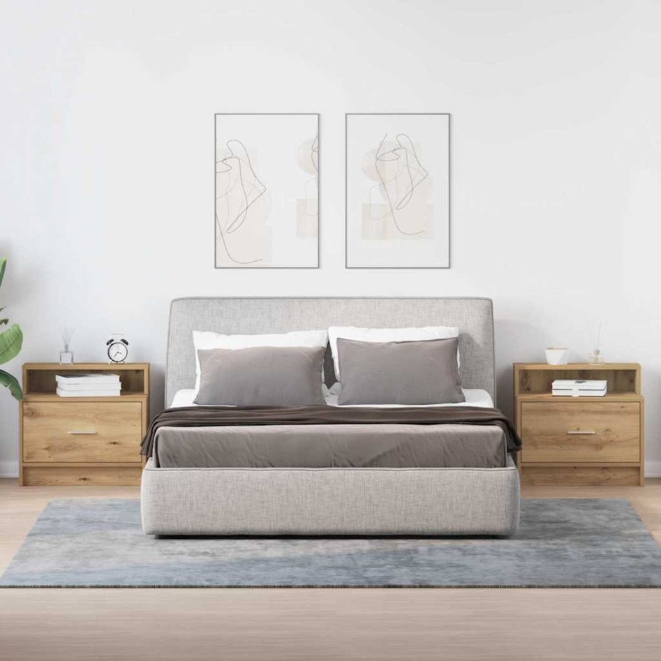 Mesillas de noche con cajón 2 uds roble artesanal 51x31x47