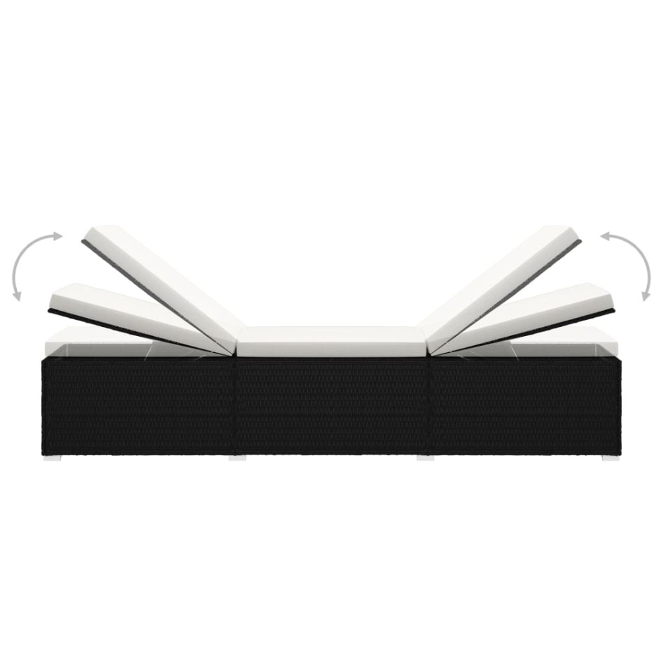 Tumbonas de jardín y mesita 3 piezas ratán sintético