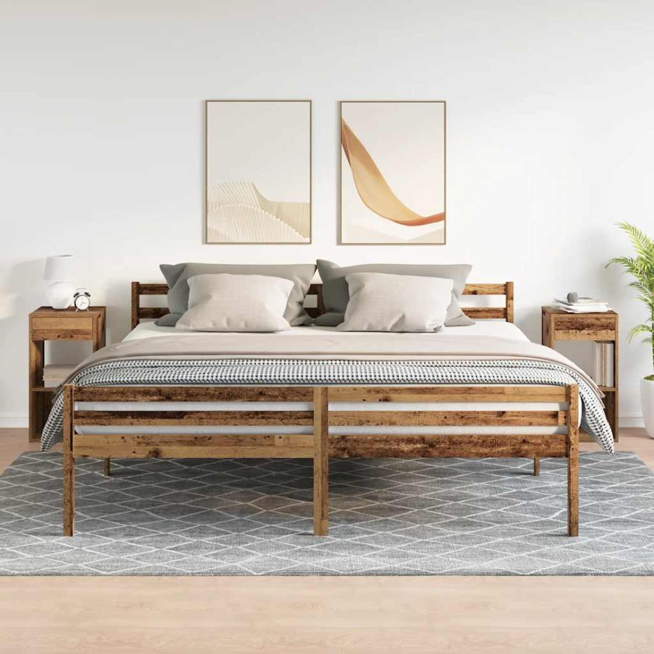 Mesillas de noche con cajón 2 uds madera vieja 35x34x66,5