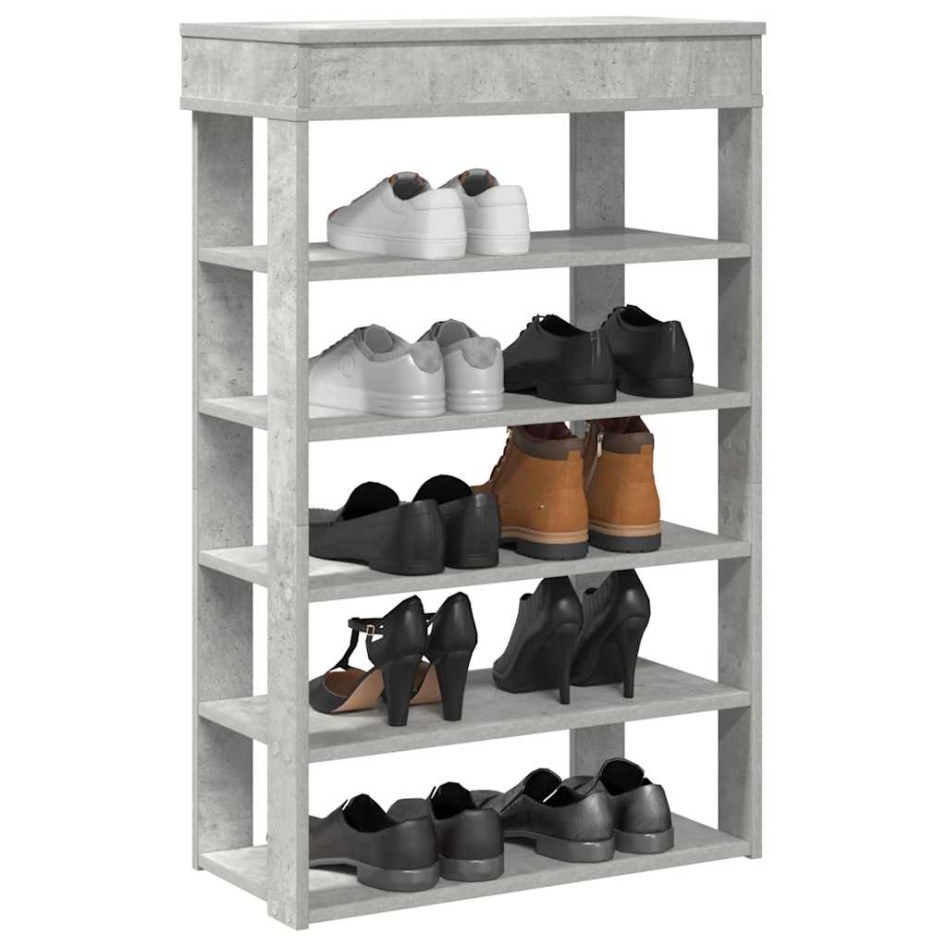 Mueble zapatero madera contrachapada gris hormigón 60x30x98