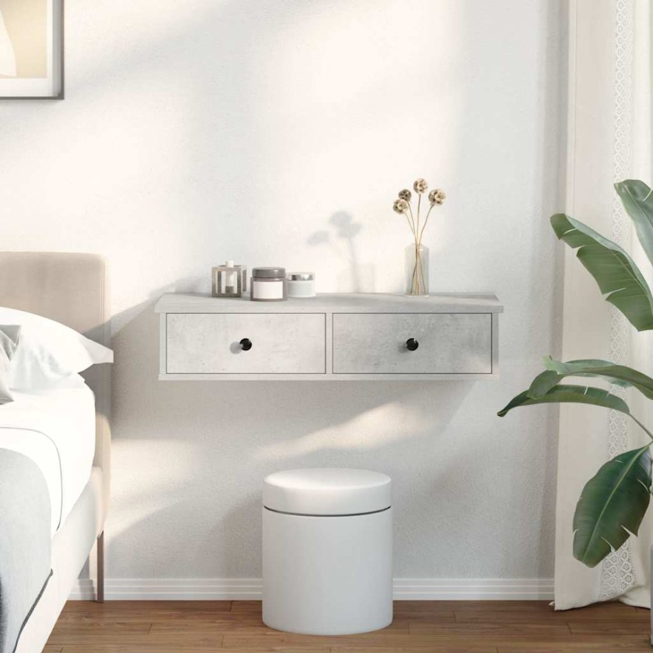 Estante de pared con cajones madera contrachapada gris