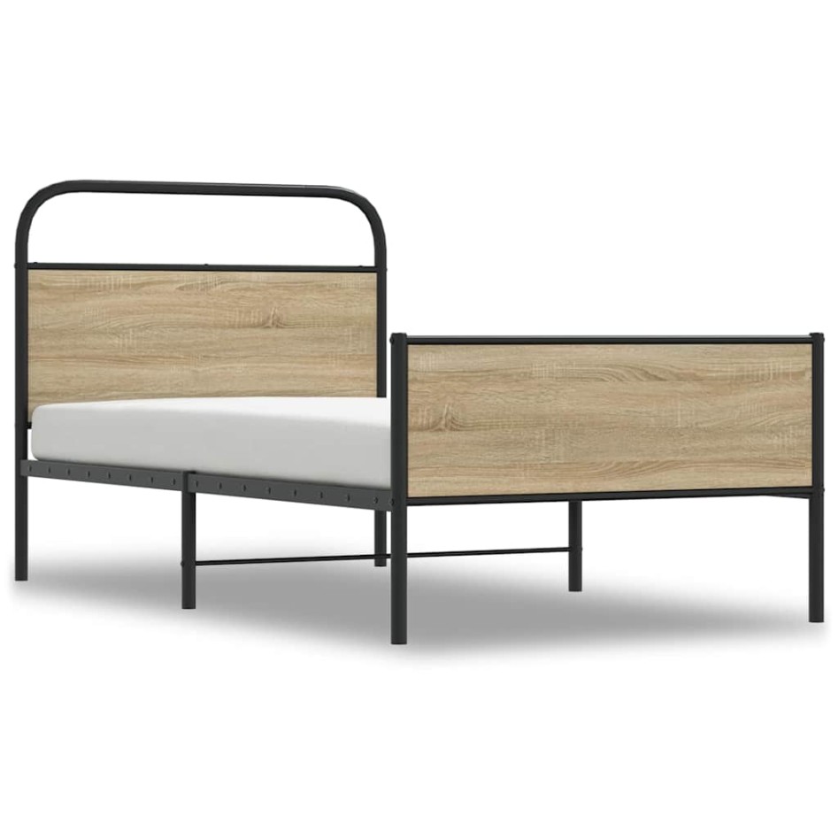 Estructura de cama sin colchón 90x200 cm madera roble