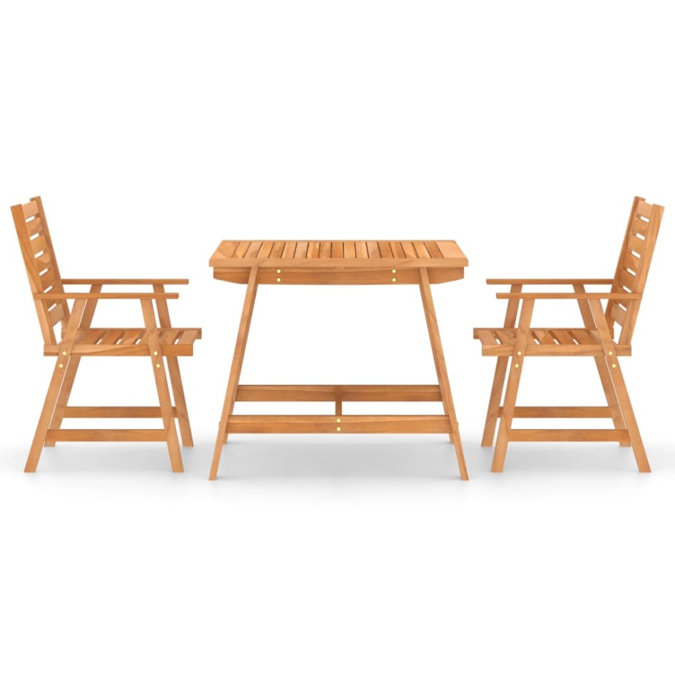 Juego de comedor para jardín 3 piezas madera maciza de