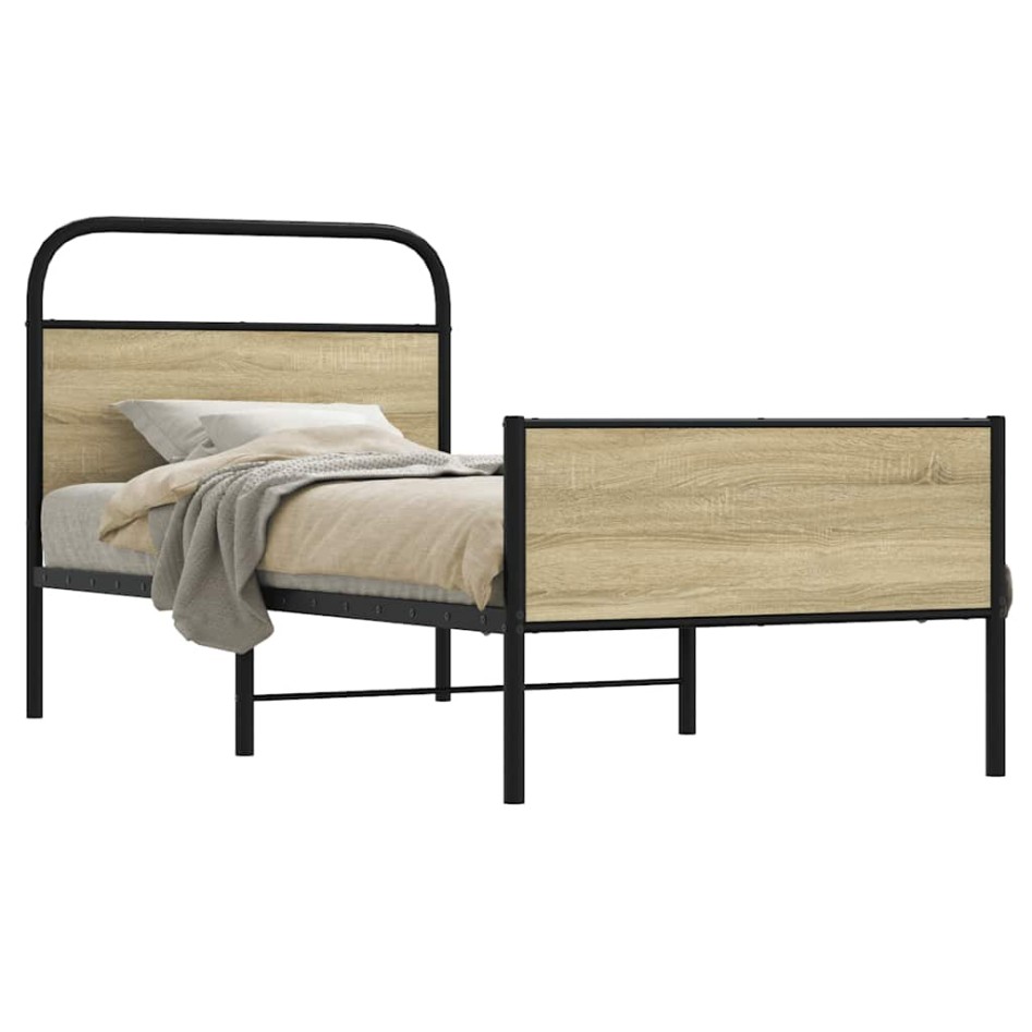 Estructura de cama sin colchón 75x190 cm madera roble
