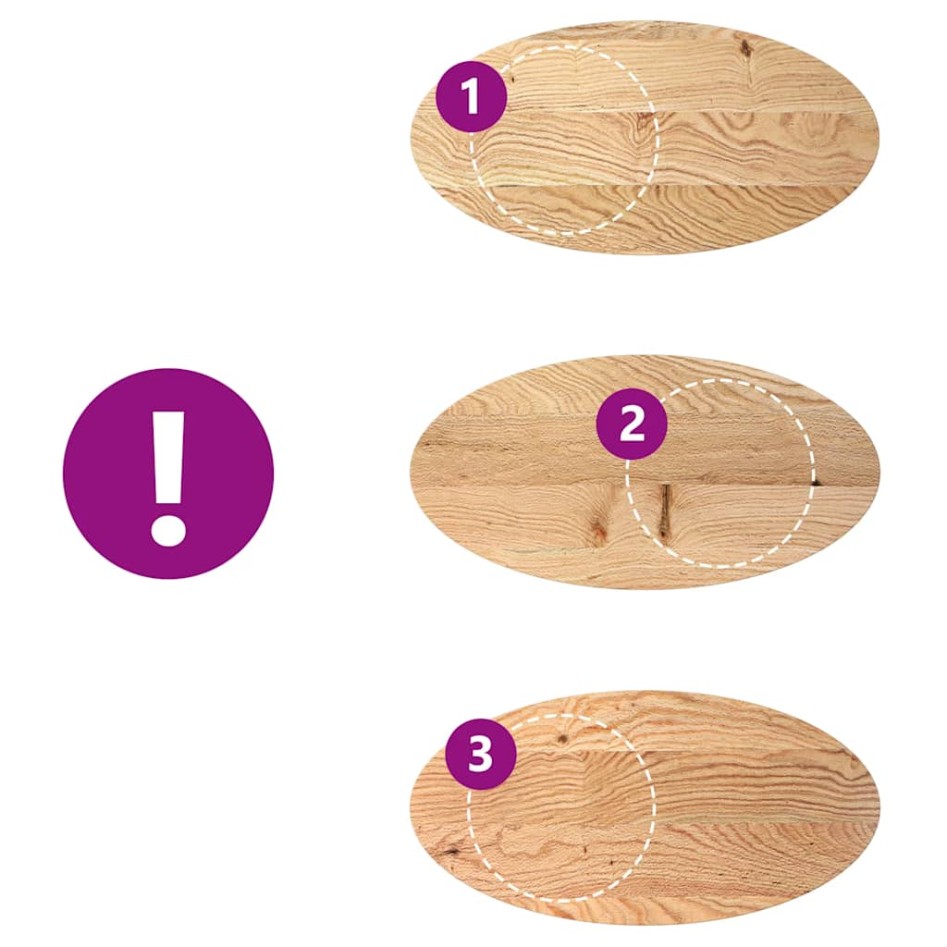 Tablero de mesa ovalado madera maciza de roble 100x50x2