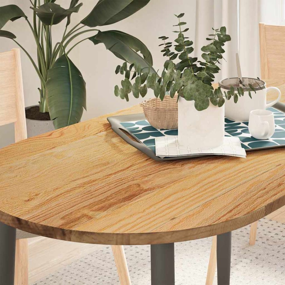 Tablero de mesa ovalado madera maciza de roble 120x60x2