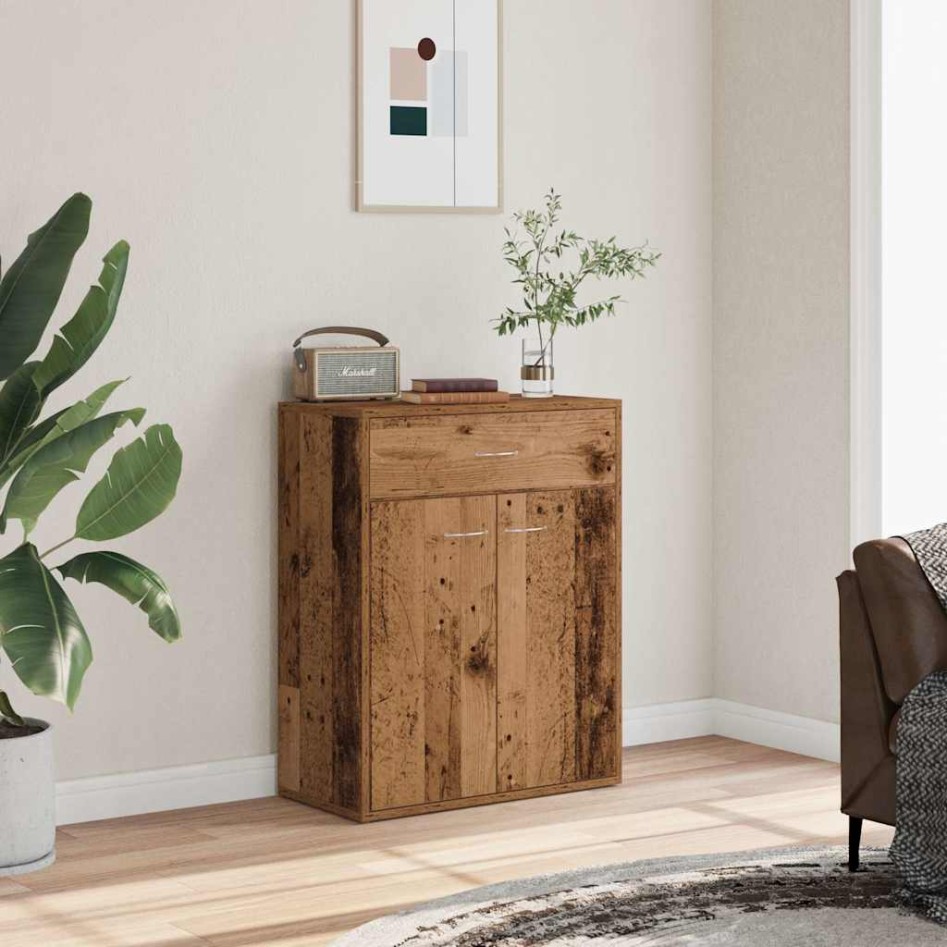 Aparador de madera contrachapada madera envejecida 60x30x75