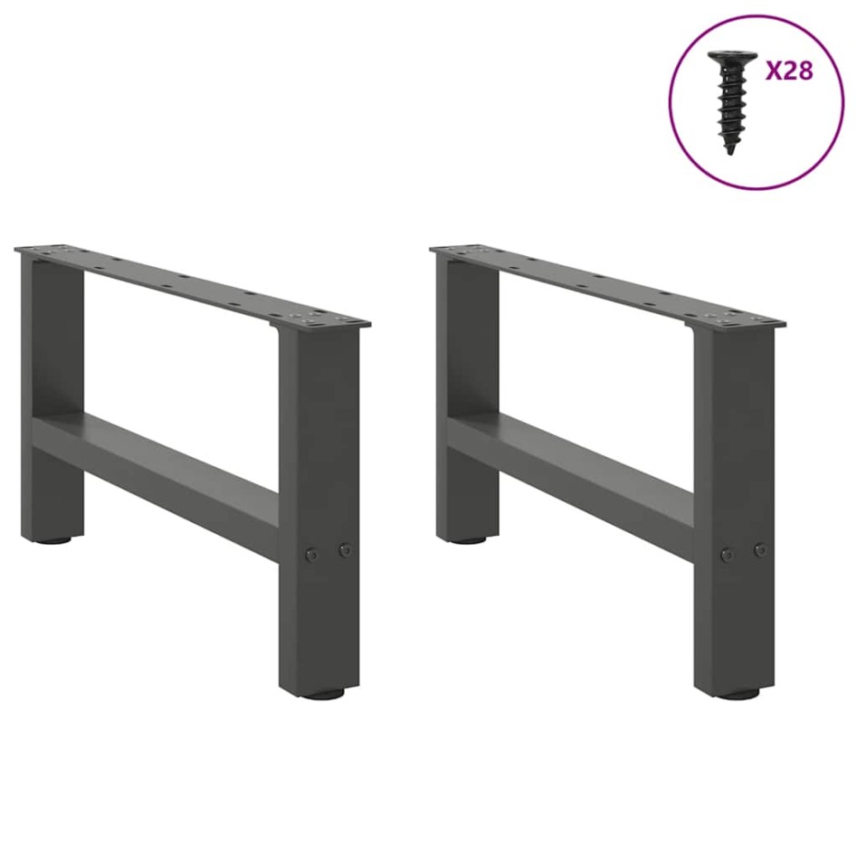 Patas de mesa de centro antracita 2uds acero 70x(30-31)