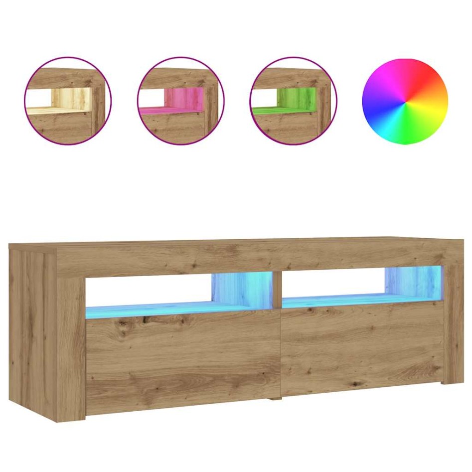Mesitas de noche luces LEDs 2 uds roble artesanal 60x35x40