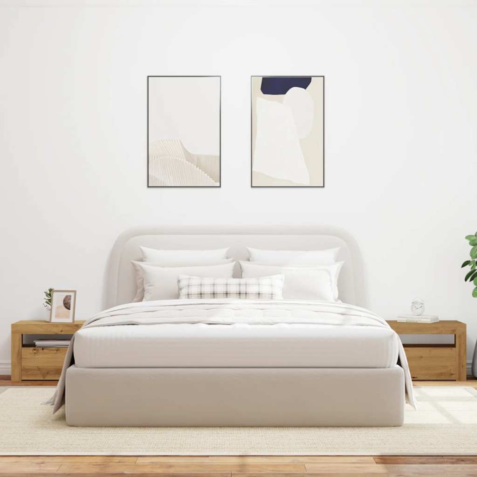 Mesitas de noche luces LEDs 2 uds roble artesanal 60x35x40