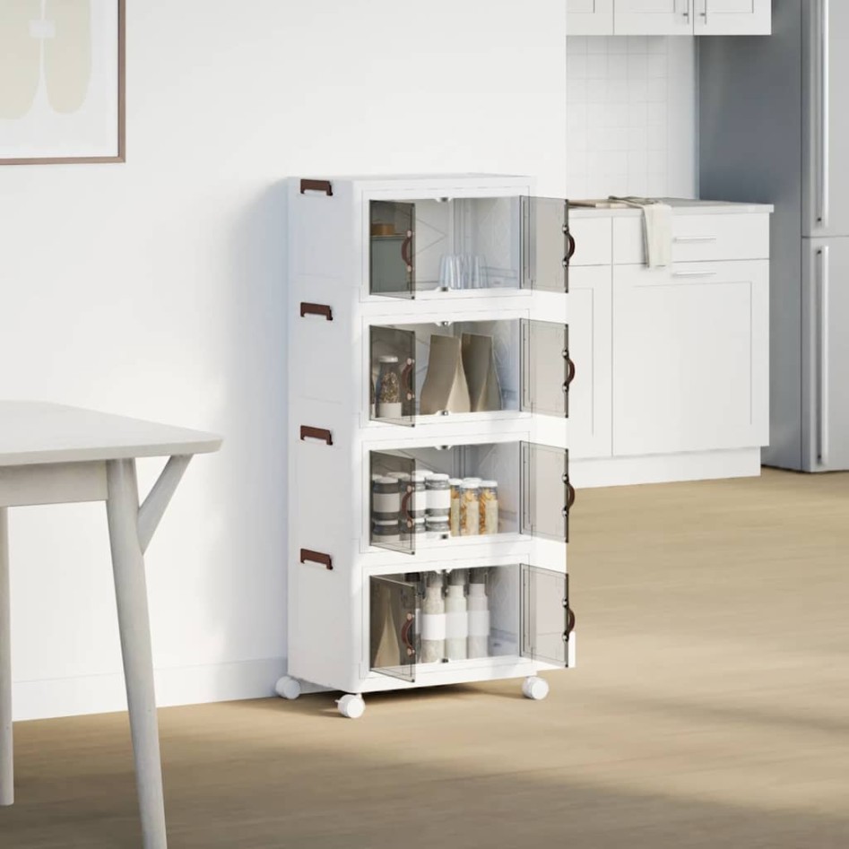 Caja de almacenamiento apilable con ruedas 4 niveles 28