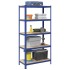Estantería almacenaje 5 niveles azul madera ingeniería