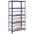 Estantería almacenaje 5 niveles azul madera ingeniería