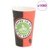 Tazas de café de papel 1000 uds 16oz 400ml rojo y