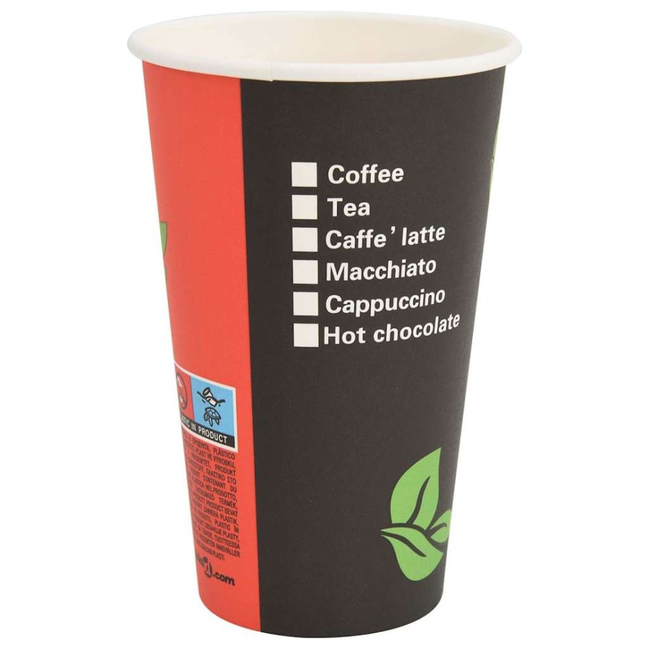 Tazas de café de papel 1000 uds 16oz 400ml rojo y