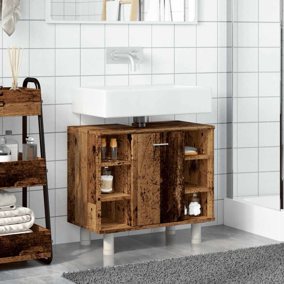 Armario de baño madera contrachapada envejecida 60x32x53,5