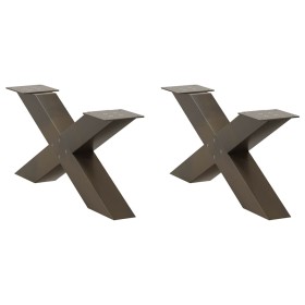 Patas de mesa centro forma X 2uds acero natural 70x(30-31)