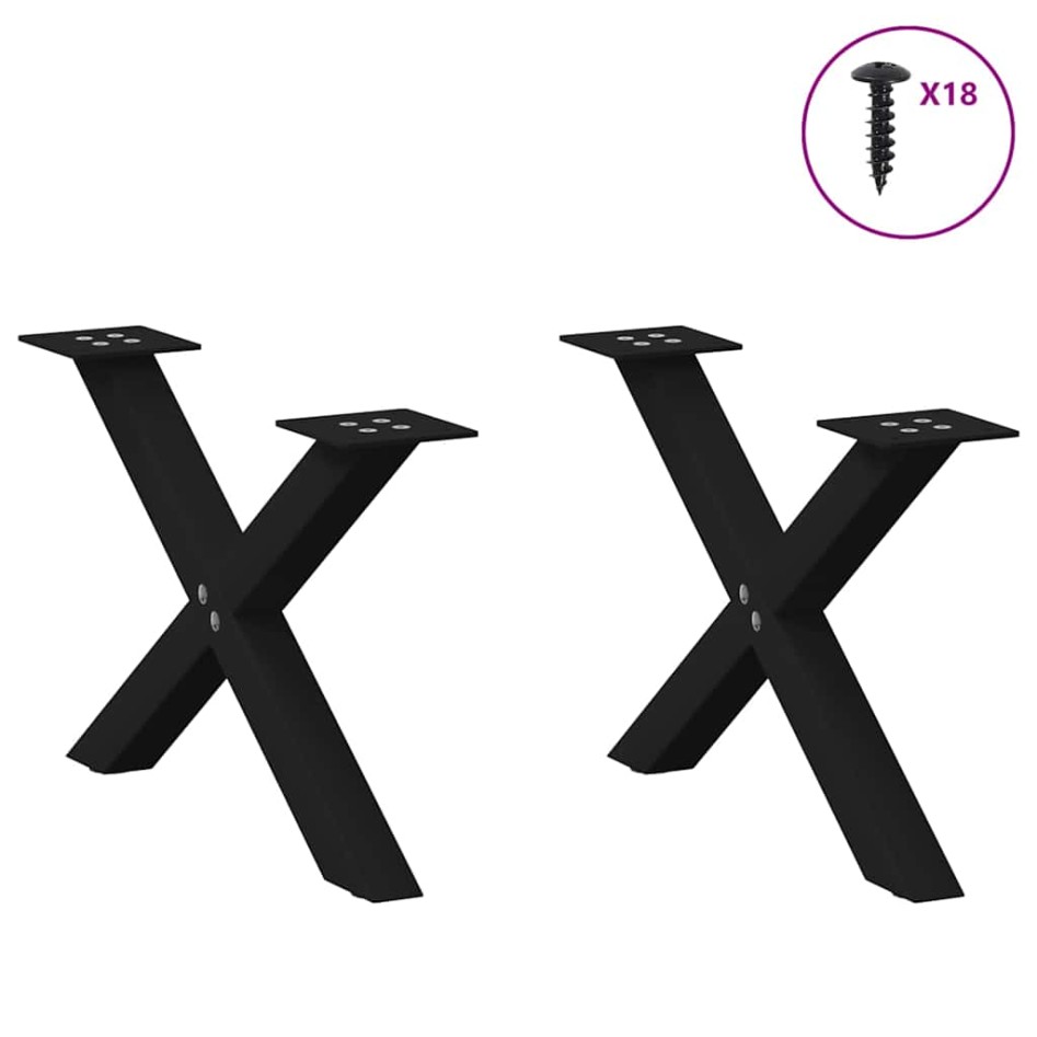 Patas de mesa de centro forma X 2uds acero negro 60x(30-31)
