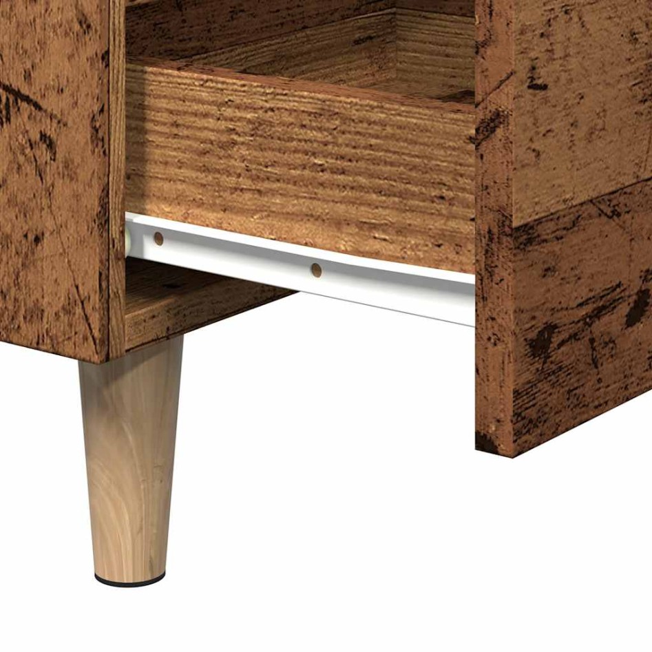 Mesita de noche madera de ingeniería envejecida 40x35x69