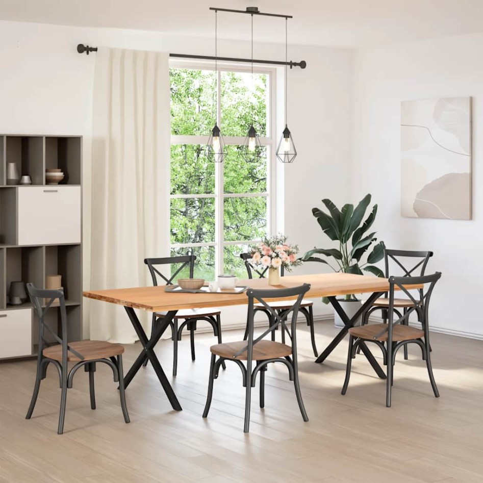 Patas para mesa comedor forma X 2uds acero negro 90x(72-73)