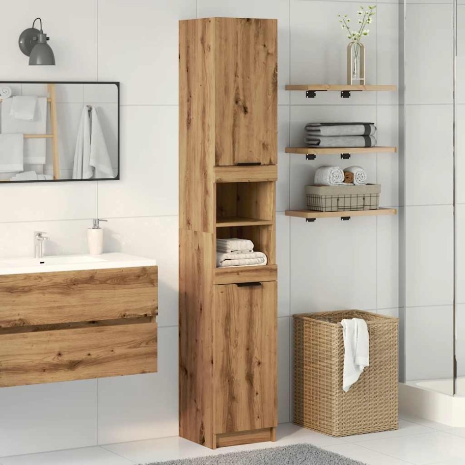 Armario de baño madera ingeniería roble artisan 32x34x188,5