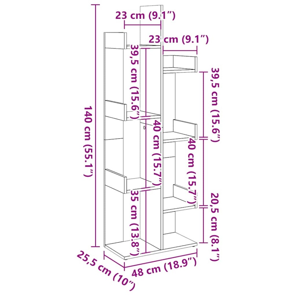 Armario de libros madera contrachapada envejecida