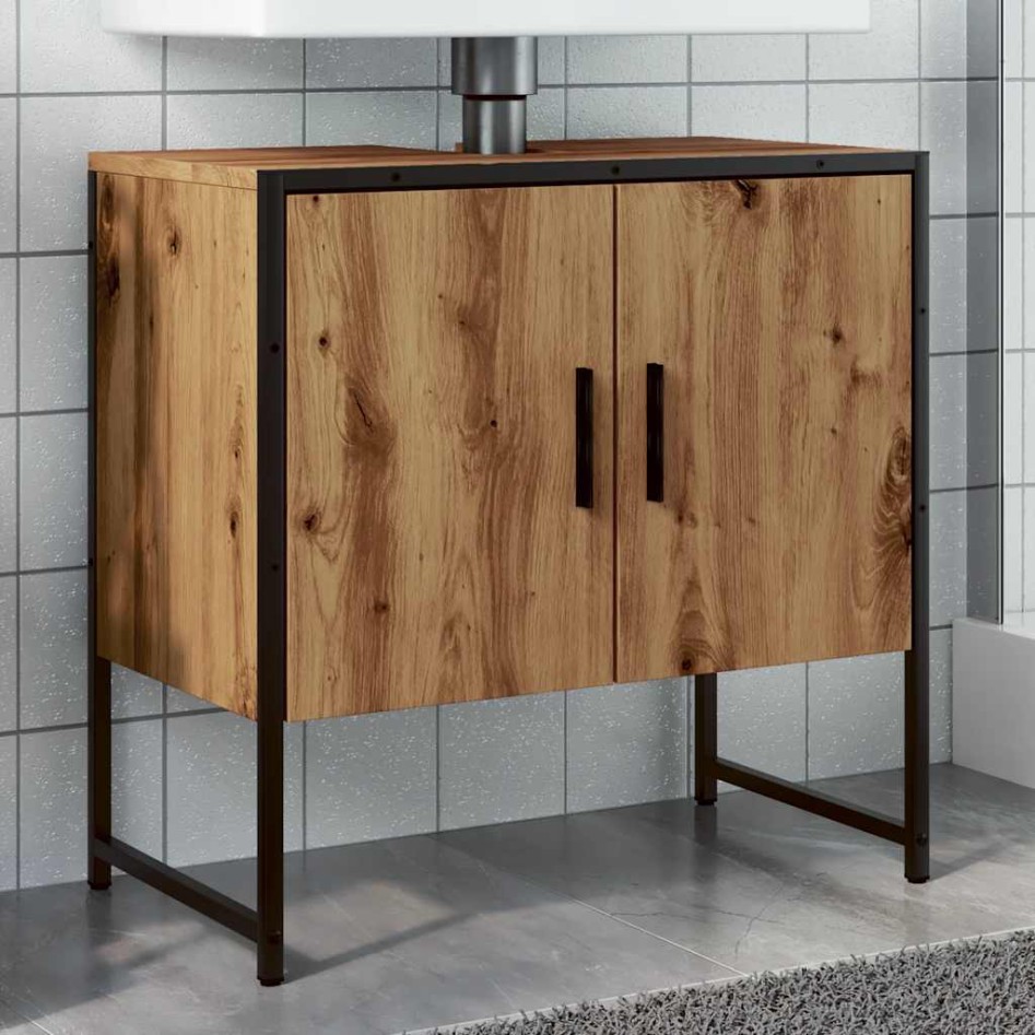 Mueble de lavabo de baño madera roble artisan 60x33x60