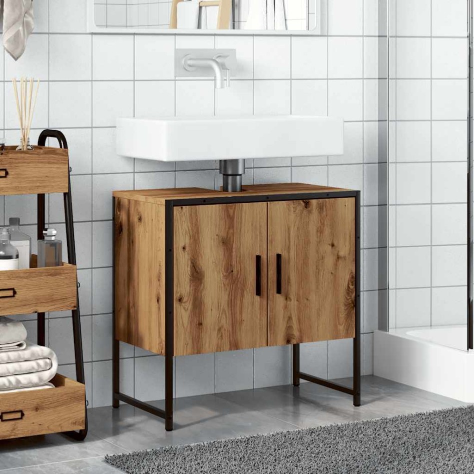 Mueble de lavabo de baño madera roble artisan 60x33x60