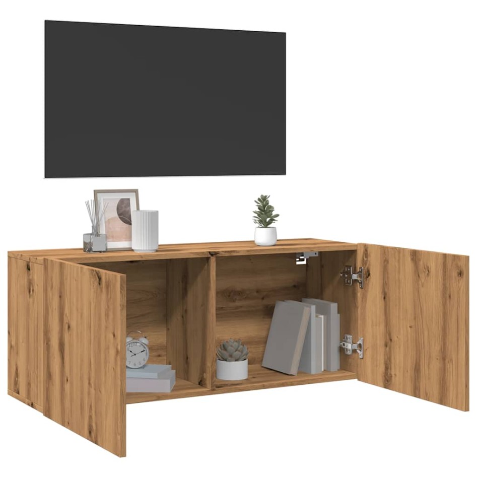 Mueble para TV de pared roble artisian 100x30x41