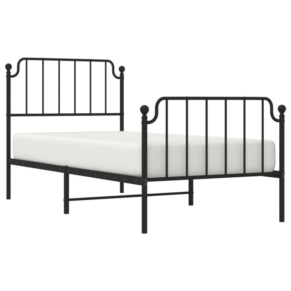 Estructura cama sin colchón con estribo metal negro 90x200