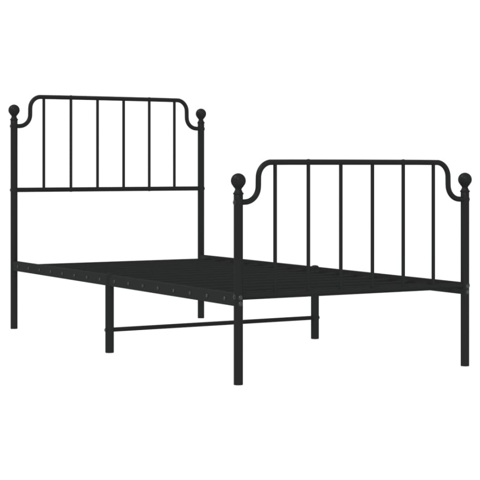 Estructura cama sin colchón con estribo metal negro 90x200