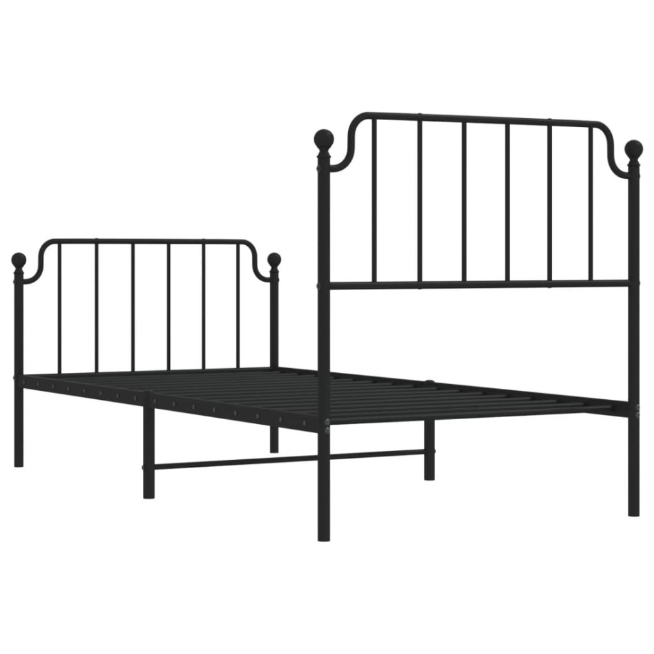 Estructura cama sin colchón con estribo metal negro 90x200