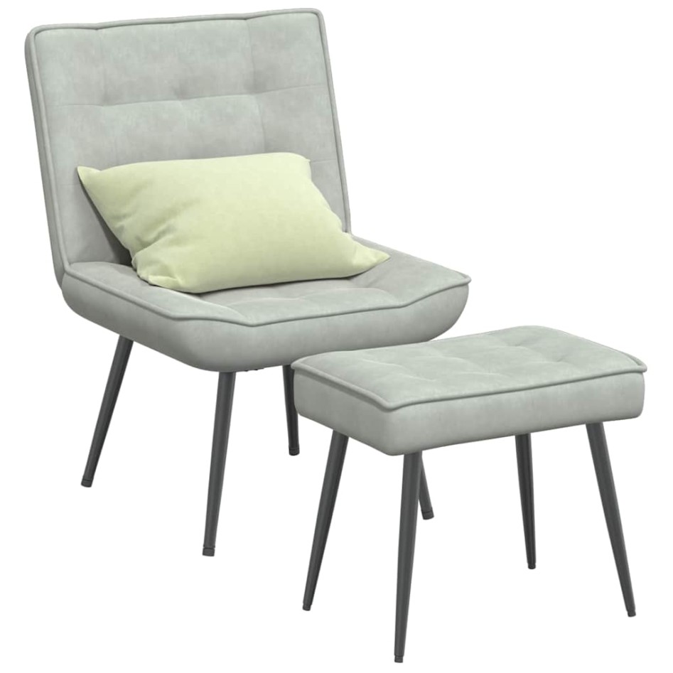 Sillón de relax con reposapiés terciopelo gris