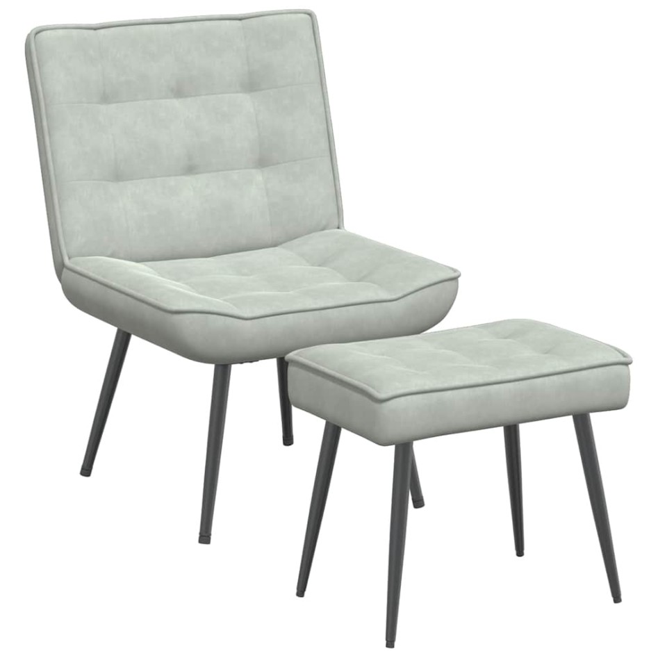 Sillón de relax con reposapiés terciopelo gris