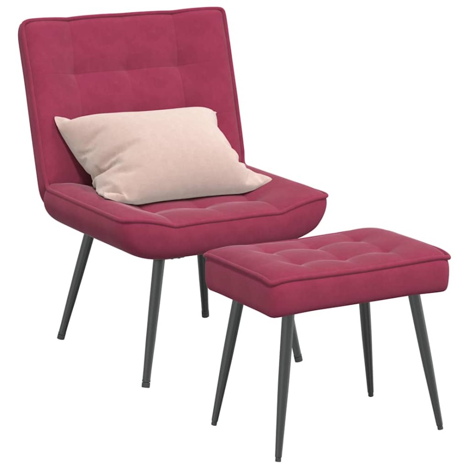 Sillón de relax con reposapiés terciopelo rojo