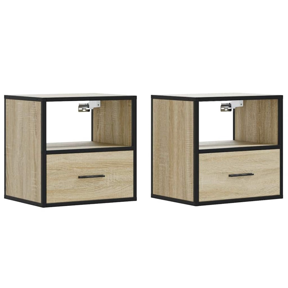 Mesitas de noche de pared 2 unidades roble Sonoma 40x31x39,5