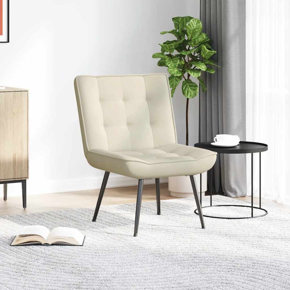 Sillón de relax terciopelo crema 64x74x84