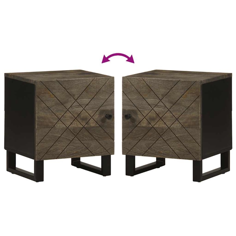 Mesita de noche de madera maciza de mango negra 40x33x46