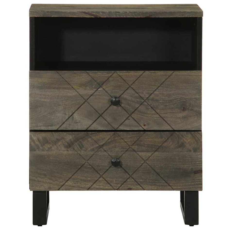 Mesilla de noche negra 50x33x62 cm madera maciza