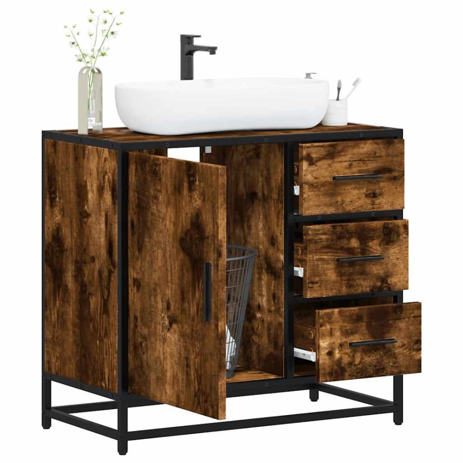 Mueble de baño para lavabo roble ahumado 65x33x60