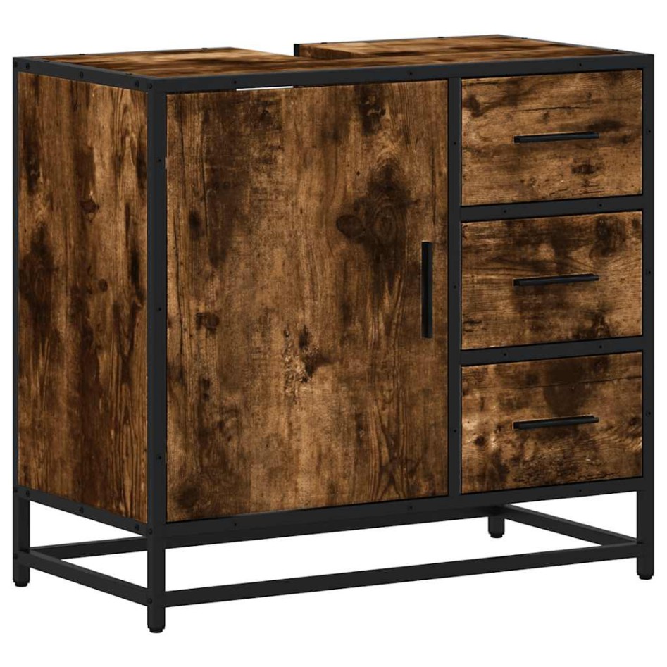 Mueble de baño para lavabo roble ahumado 65x33x60