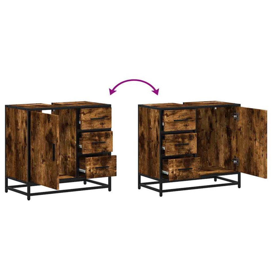 Mueble de baño para lavabo roble ahumado 65x33x60