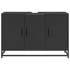 Armario de lavabo de baño madera ingeniería negro 90x33x60