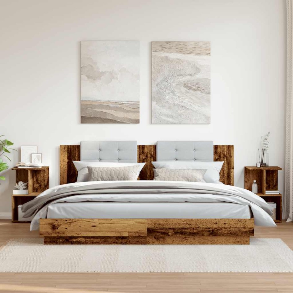 Mesitas noche 2uds madera contrachapada madera vieja