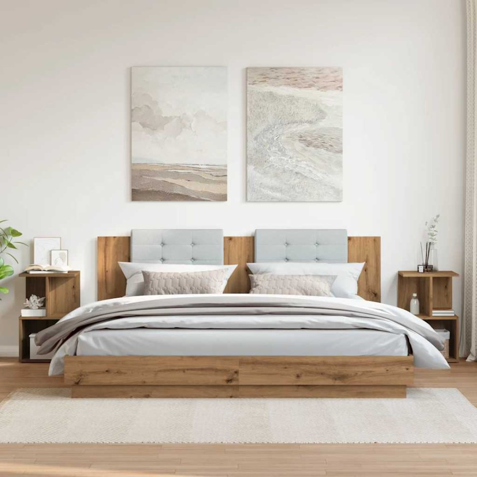 Mesitas de noche 2 uds madera roble artisan 35x35x55