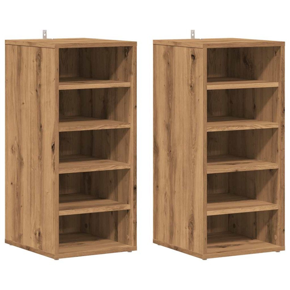 Muebles zapateros 2 uds madera roble artisan 32x35x70