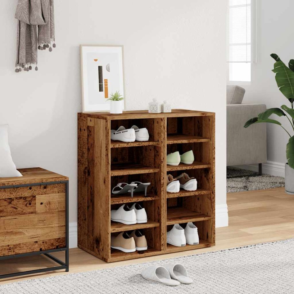 Muebles zapateros 2 uds madera ingeniería envejecida