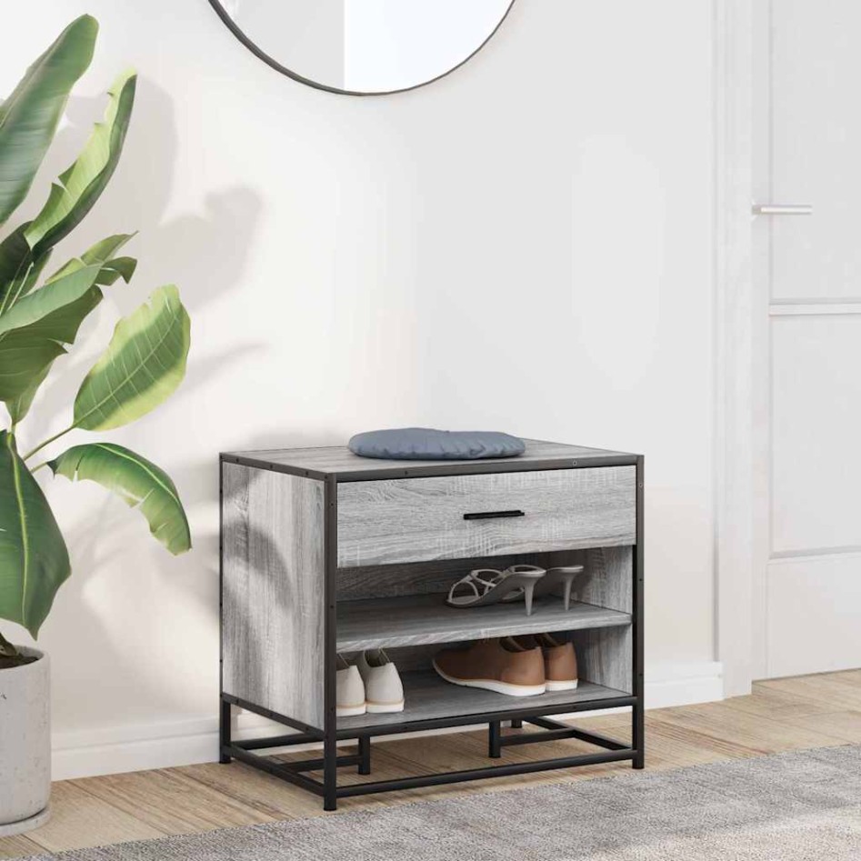 Banco zapatero madera de ingeniería gris sonoma 60x40x53,5