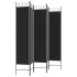 Biombo divisor de 5 paneles de tela negro 200x200