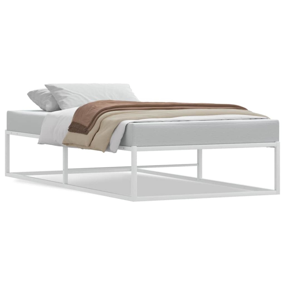 Estructura de cama sin colchón de metal blanco 90x200